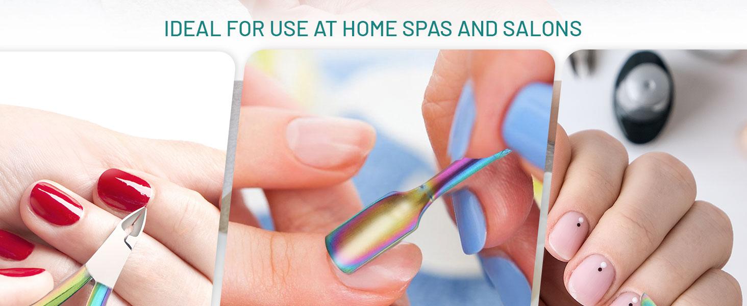 Cuticle Trimmer with Pusher, Nail Trimmer Set, Professional Manicure & Pedicure Kit, Cuticle Remover Tool Kit, Rainbow