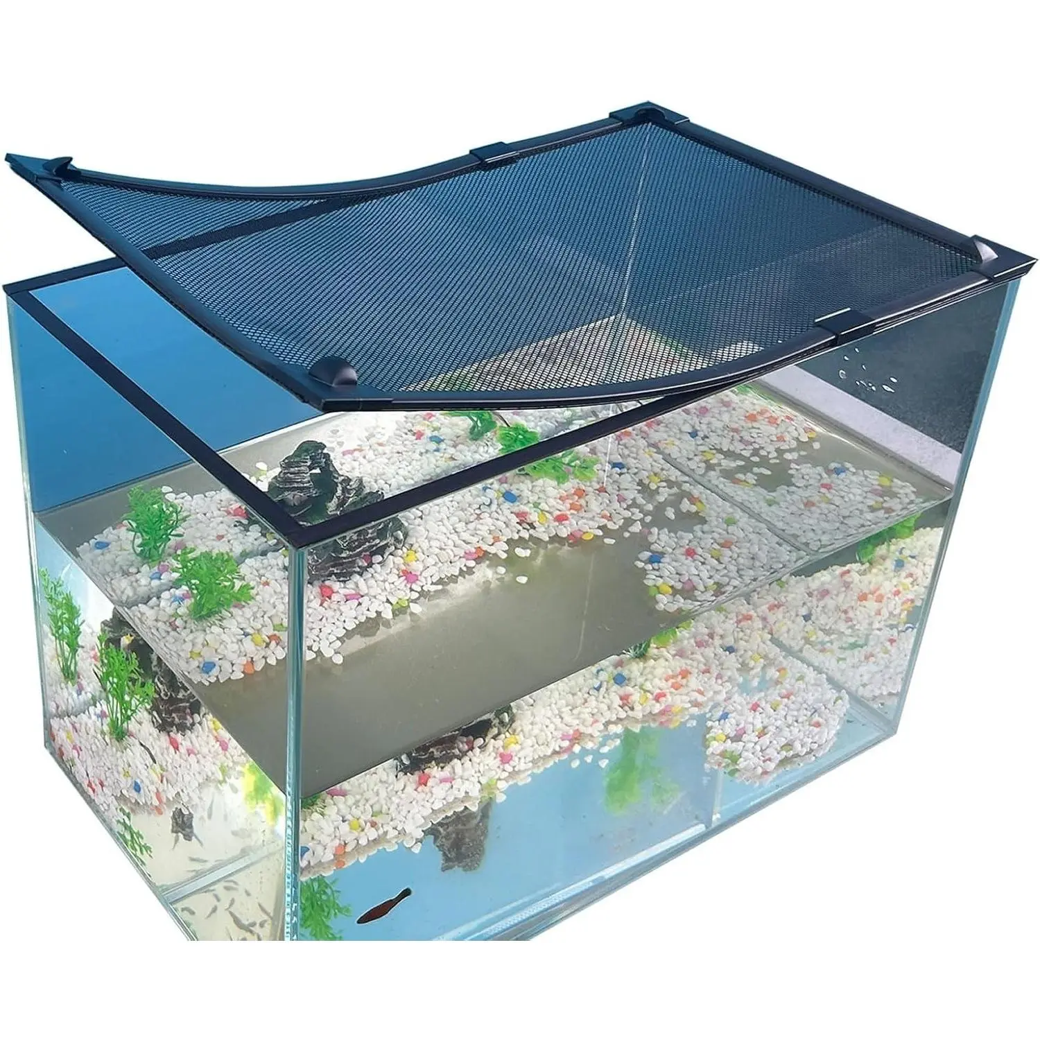 Magnetic Aquarium Cover Net Mesh Fish Tank Lid Cut to Any Size Anti-Jumping Ventilation Transparent Hood 39"X19"Gift