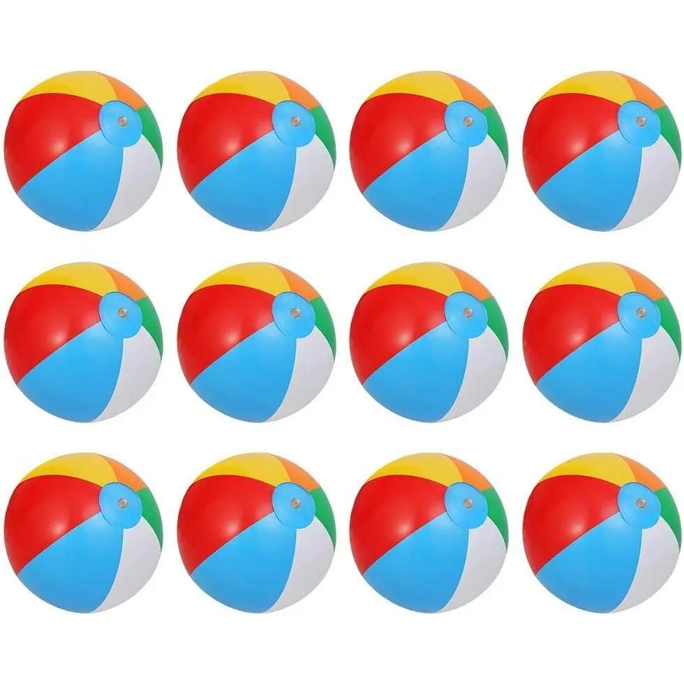 Garvee Rainbow Inflatable Beach Balls Bulk Pack, 10 Inch Pool & Beach Toys for Kids - Indoor/Outdoor Summer Water Games - Birthday Party Gifts & Exotic Decorations