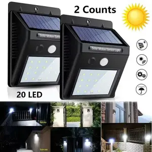 2-Pack LED Solar Lights with Motion Sensor, Outdoor Garden Pathway Fence Stairs Security Wall Lamp, Decorative Yard Garage Entry Lighting