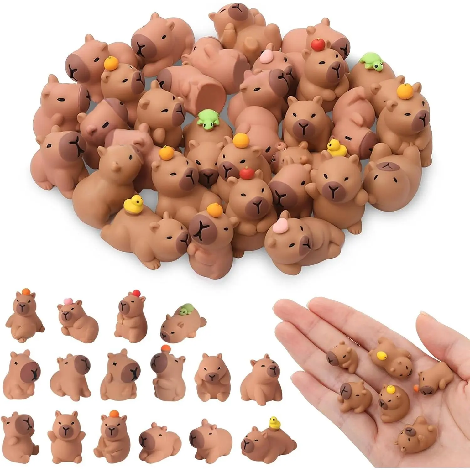 32 Pcs Mini Capybara Figures 16 Styles Resin Capybaras Mini Figures Resin Animals Cut Capybara Figurine Miniature Figurines for Garden Tabletop Dollhouse Moss Landscape Party Cake Decor DIY