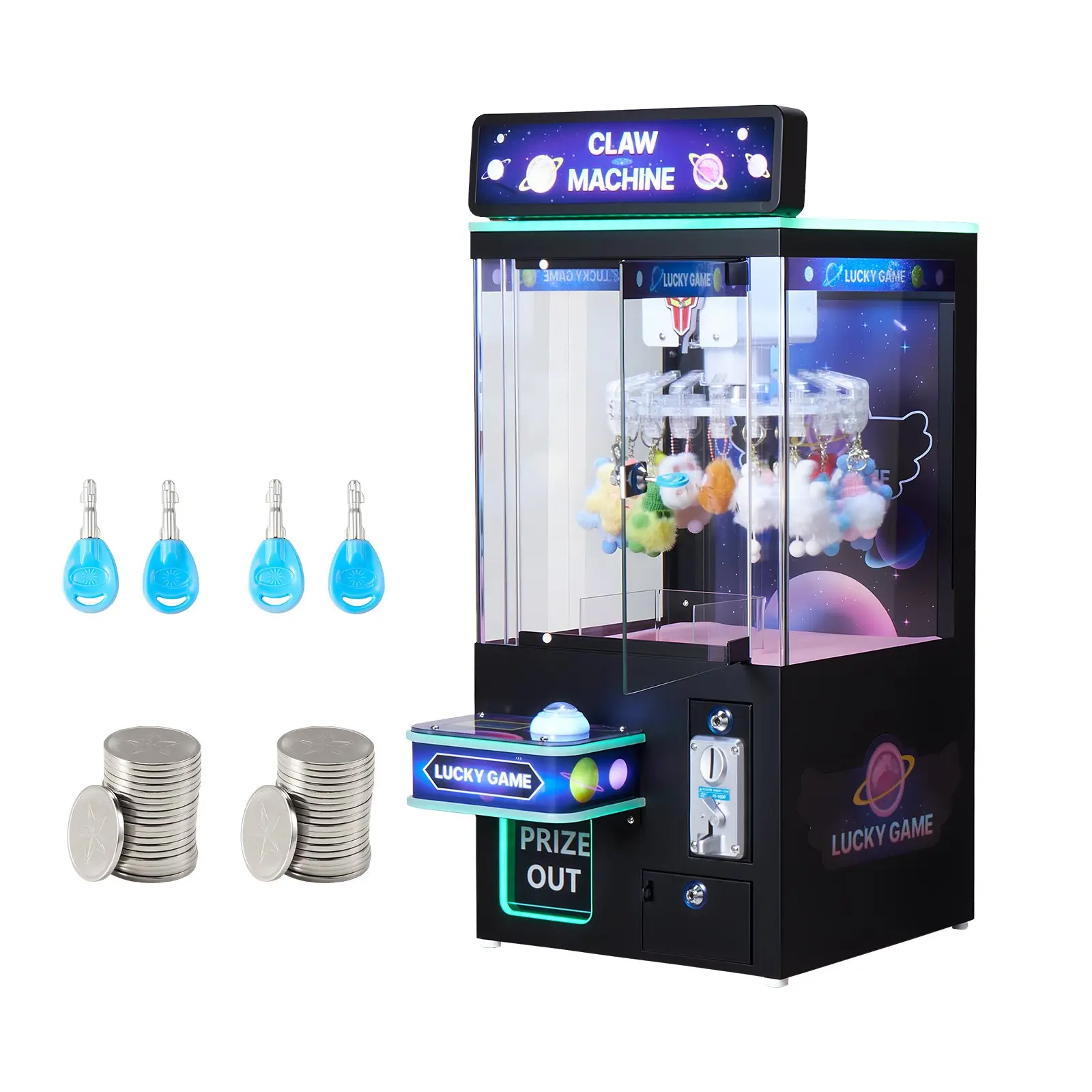 VEVOR Claw Crane Machine, Medium-Sized Arcade Game Machine with Light Sound, Adjustable Difficulty, Precise Toy Candy Grabber Prize Dispenser Vending Toy, for Commercial Home Cinema, Black Purple