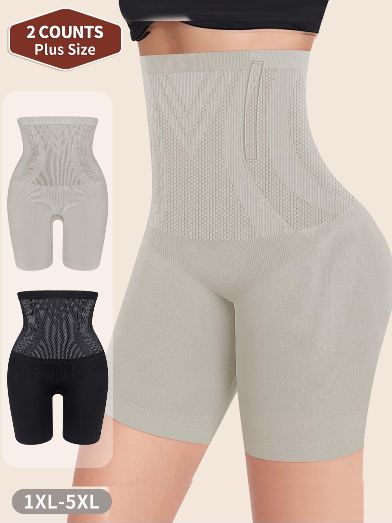 2-Pack MEIYATING  Women's Plus Size High-Waist Control Underwear, Seamless Shapewear Panties, Butt Lifting Leg Sculpting, Premium Quality