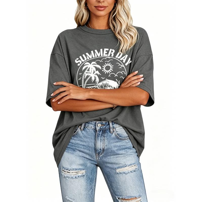 Short Sleeve and Printed Casual Blouse Vintage Tops,Women's Short Pattern,Unisex Women's and Men's T-shirts Casual Summer