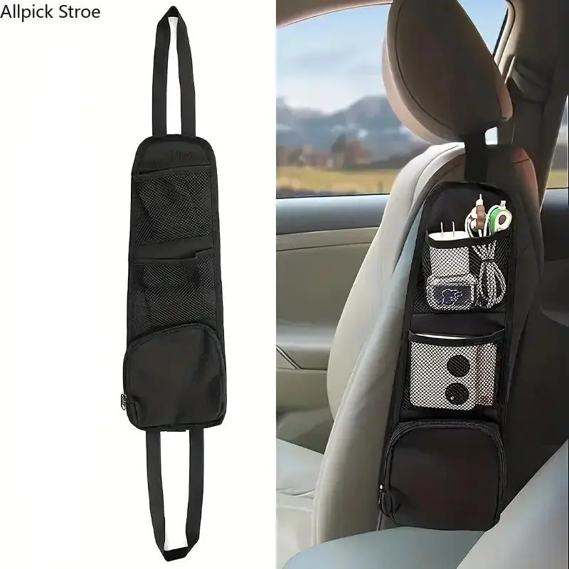 1 Pc Car Seat Organizer Bag, Car Interior Accessory – Oxford cloth multi-pocket storage with mesh compartments. Durable side-hanging design for cars, SUVs and trucks, perfect for storing essentials and keeping your vehicle organized.