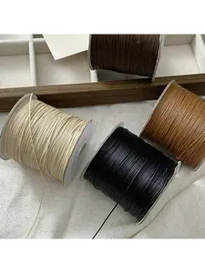 150m long (0.5/0.8/1mm thick) handmade braided wax cord - non-elastic jewelry making cord, smooth cord suitable for DIY beaded bracelets, necklaces, sweaters, and crafts, braided textured PU imitation leather cord (no spool), for DIY jewelry making
