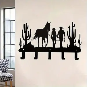 Western Cowboy Wall Key Hook - Metal Rack Wall Hooks Decorative Hooks for Keys Hats Backpacks, Living Room Decor, Hanging Ornaments, Halloween Christmas New Year Gift, Hat Hanger