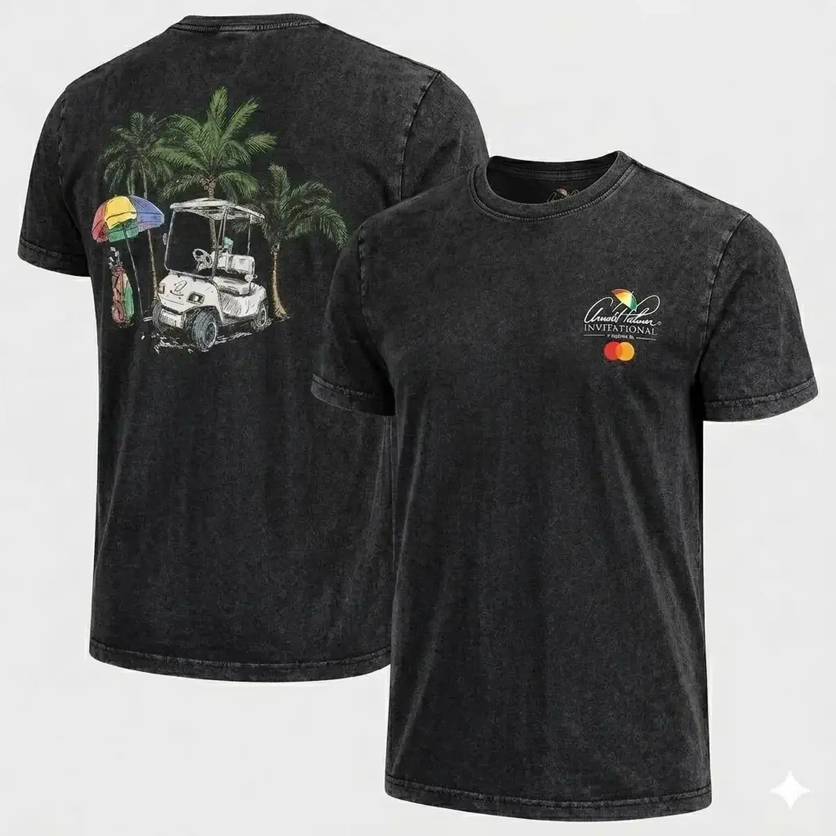 Men's Heavyweight Cotton Crewneck T-Shirt - Unisex Vintage Washed Oversized Graphic Top, Retro Golf Cart Palm Tree Print, Old Money Aesthetic, Summer Vacation Y2K Streetwear, Gym Outfit, Stylish Gift