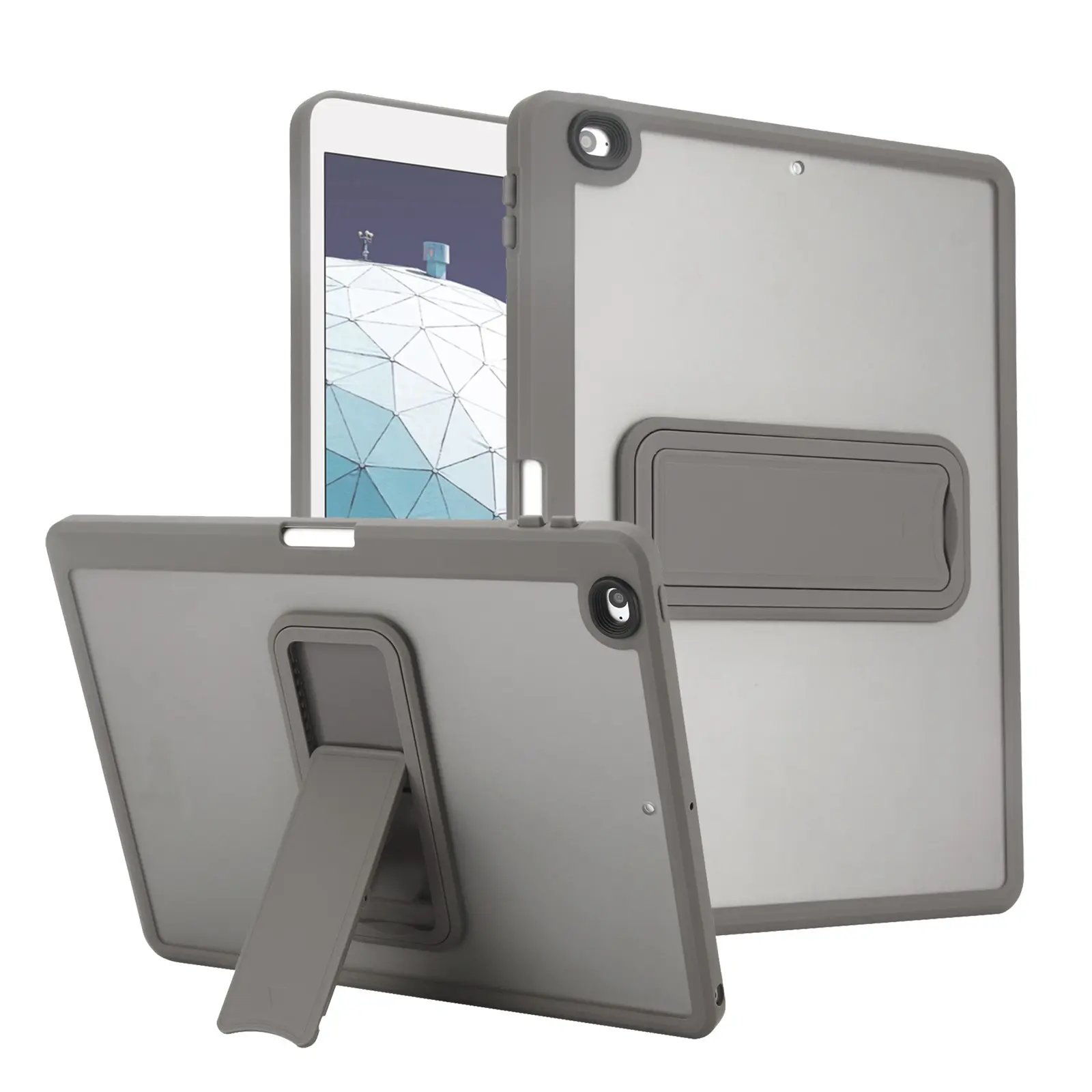 iPad 5th/6th/air2 (9.7-Inch) Tablet Case with Pen Slot and Stand, Matte Transparent Protective Cover, Shockproof and Drop-Resistant Shell