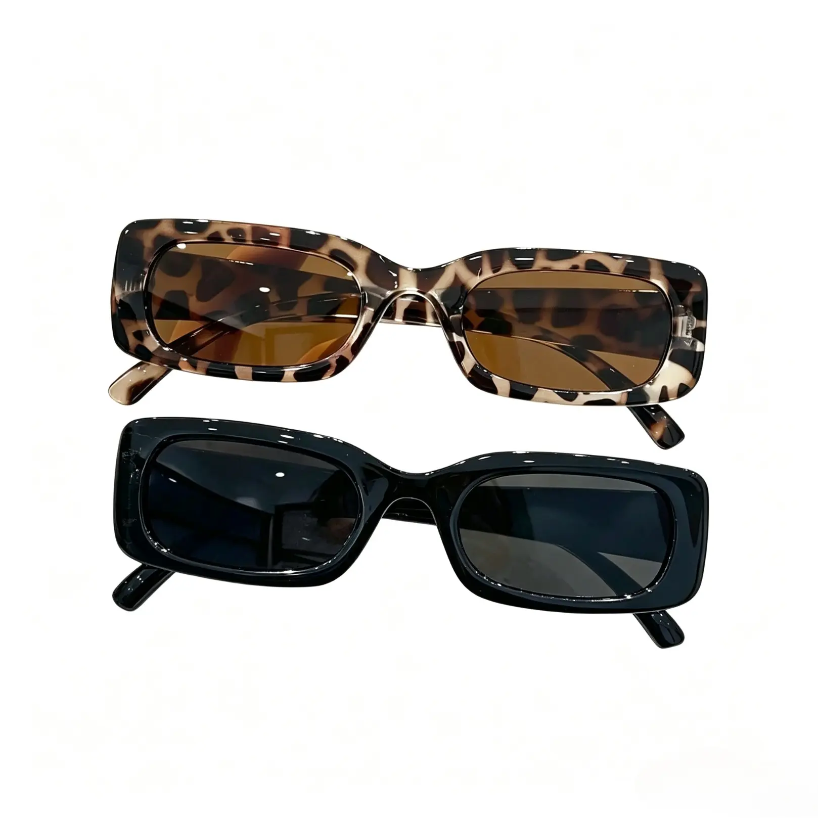 Women's Vintage Multicolor Trendy Rectangular Casual Plastic Frame Sunglasses, Trendy Frames Sunglasses, Trendy Shades, Perfect for Daily Wear, Driving, Fishing, Outdoor Leisure Activities, Stylish Glasses