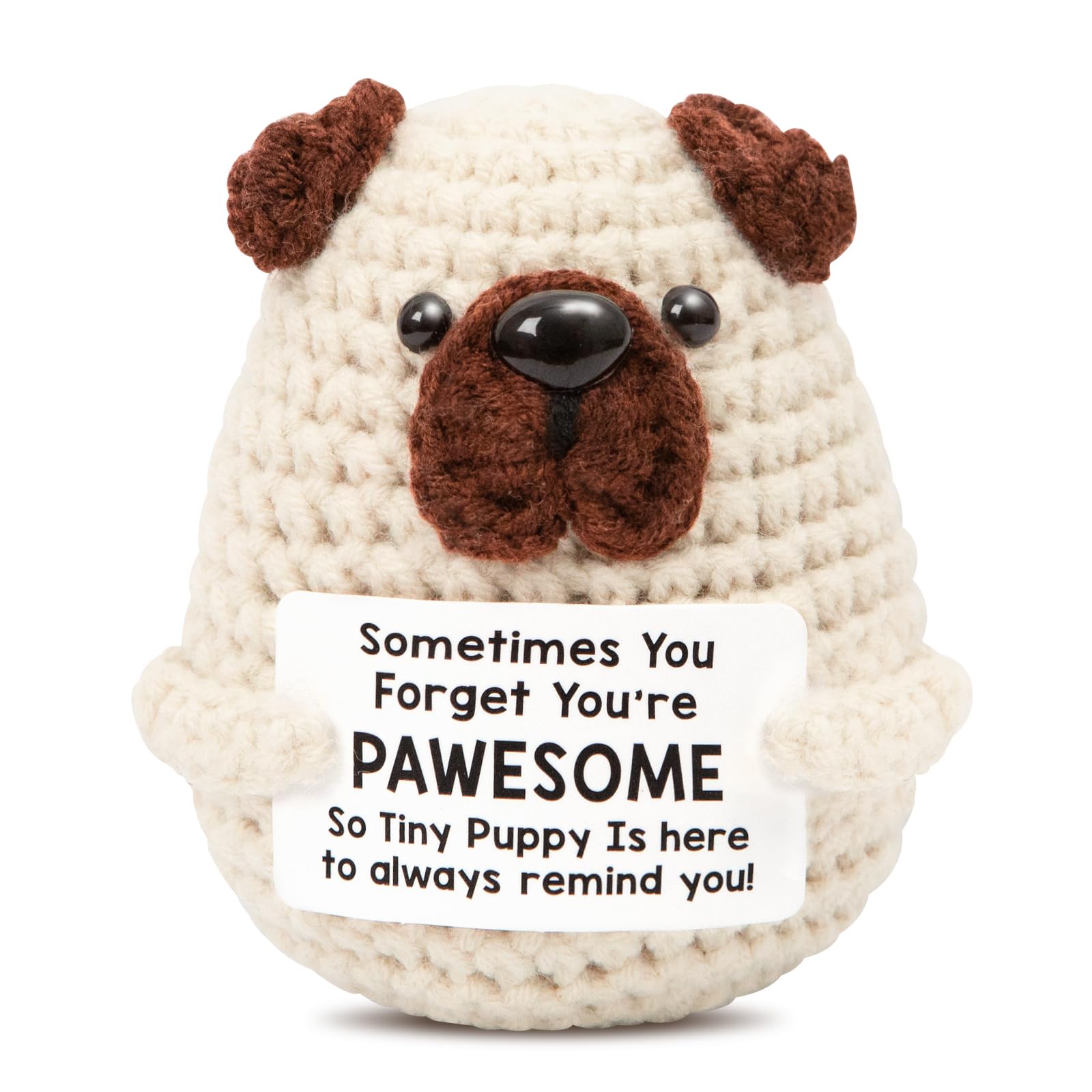 Mini Positive Crochet Dog,Funny Emotional Support Crochet Stuffed Gifts Cute Crochet Animals with Positive Messages Emotional Support Crochet Animals Handmade Crochet Puppy Inspirational Crochet Gift