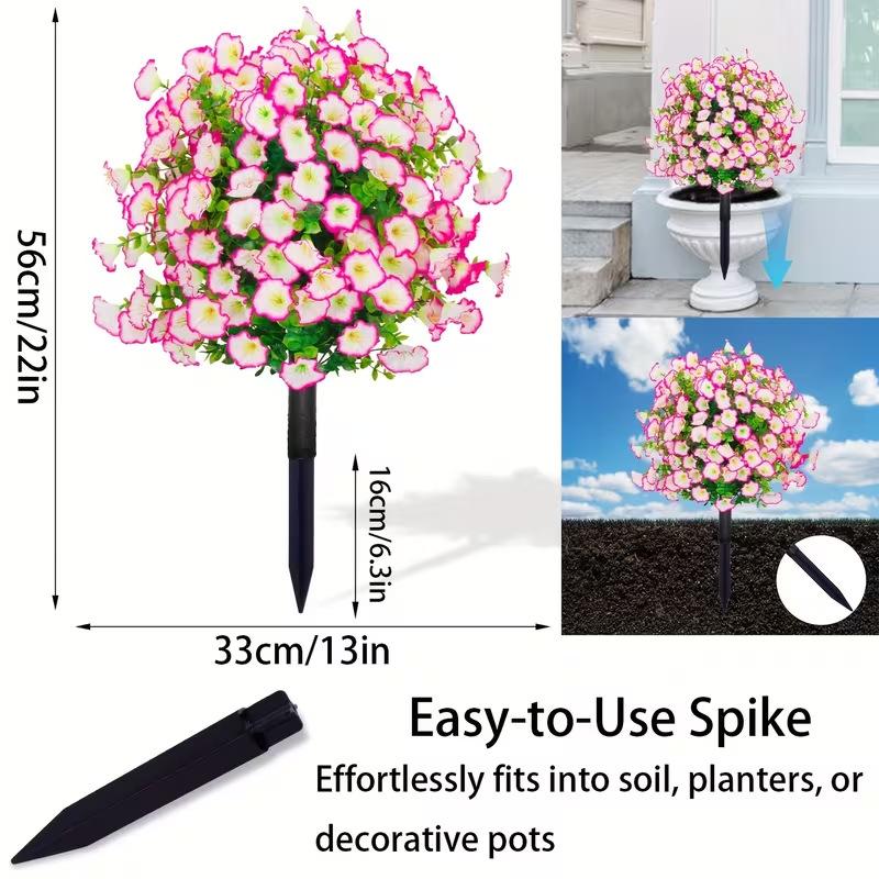 Artificial Flower Trumpet Flower With Ground Stake For Garden Decoration, Eucalyptus Artificial Flower Decoration, Artificial Green Plant, Suitable For Garden, Courtyard, And Outdoor Decoration