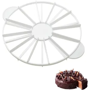 Cake Portion Marker & Cutter - Round 14/16 Piece Double Sided Slicer for Even Slices, 10 Inch Diameter