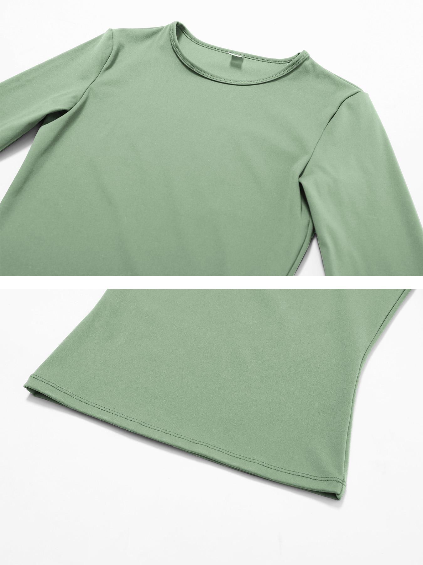 Women's Solid Long Sleeve Skinny Tee & High Waist Leggings Tracksuit Set, Workout Running Clothes, Sporty Breathable Quick Drying Outfits for Gym Workout Running, Ladies Outdoor Yoga Suit for All Seasons, Quick Dry Activewear