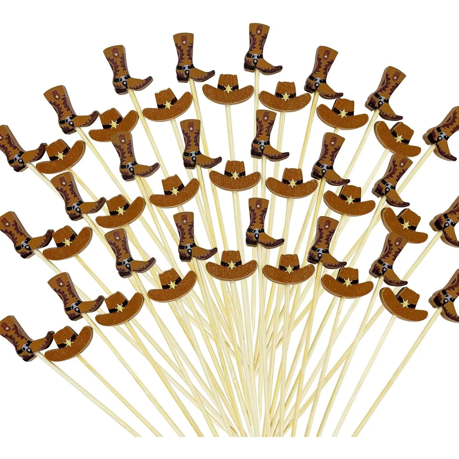 200 count Cowboy  Picks,4.7 Inch Cowboy Toothpicks Cowboy Cupcake Toppers Cowboy Hats Boots Cupcake Picks  West  Picks for  Theme Party Decorations