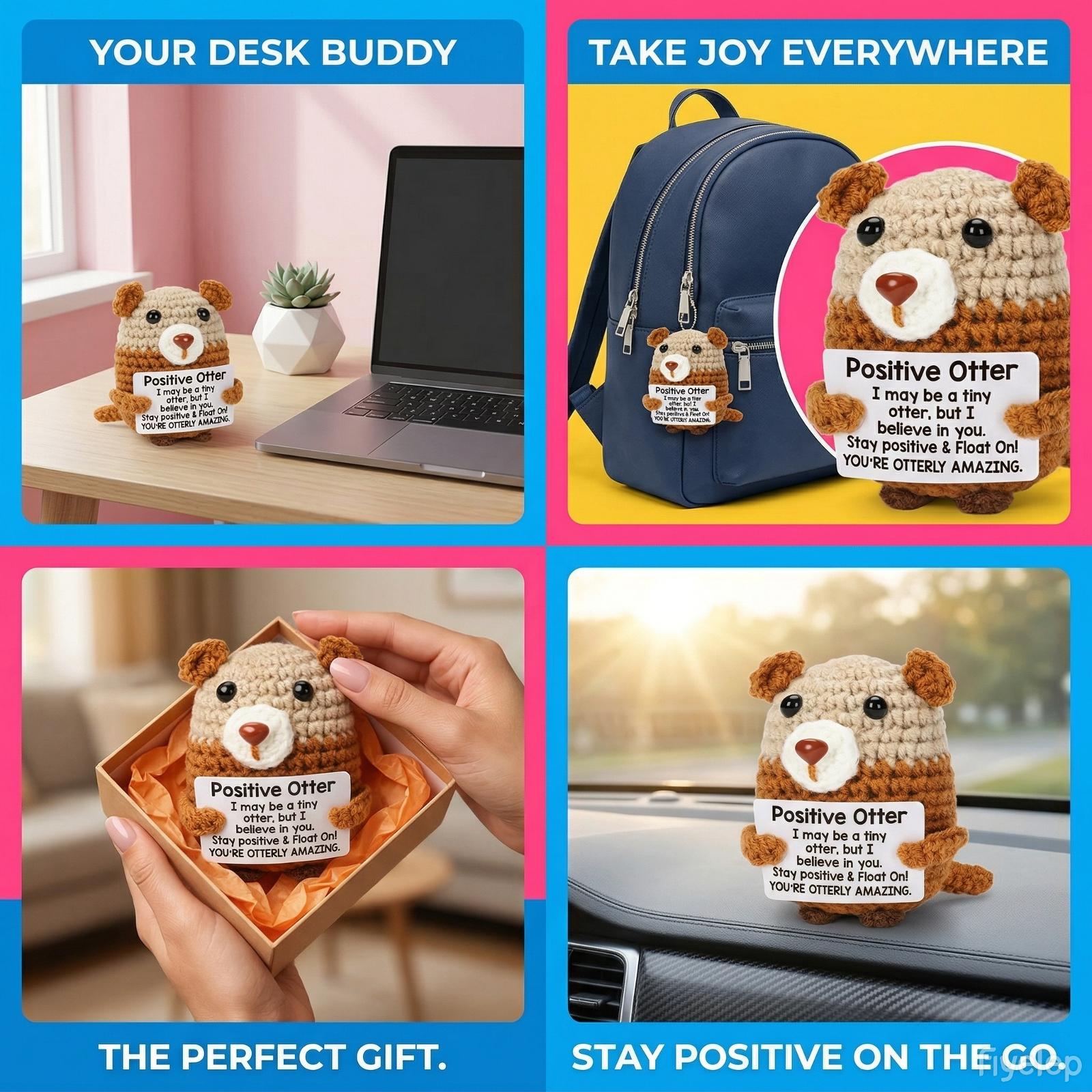 Handmade Crochet Otter Plush Cute Mini Stuffed Animal Soft Kawaii Desk Decor Bag Charm Keychain Aesthetic Room Decor Perfect Birthday Gift For Friends Kids Girlfriend Stress Relief Toy