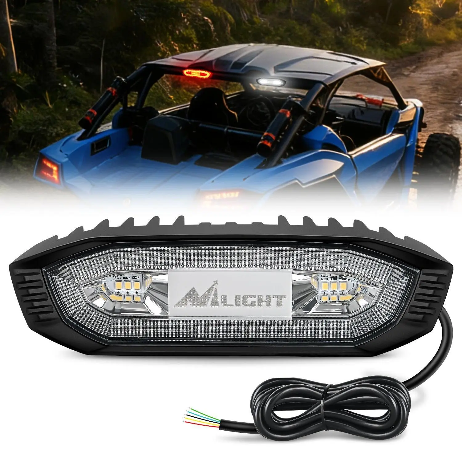 Nilight Aluminum LED Chase Brake Light - Plug-in Corded LED Lights for 1.75in-2.0in Roll Bar Mount, Water Resistant, Reflective Car Lighting Truck Mods Accessory