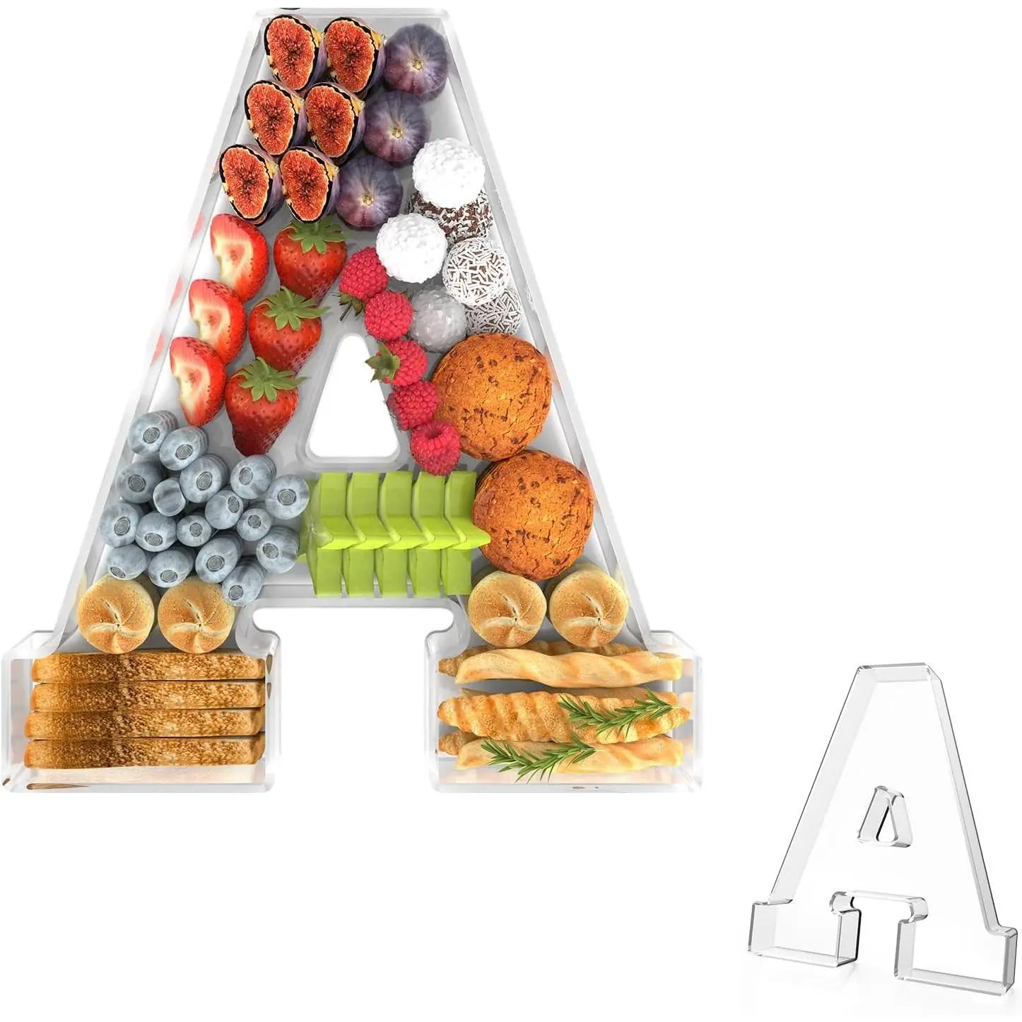 11" Letter A Acrylic Charcuterie Tray - Fillable Food Box, Reusable Serving Tray for Cake, Candy, Birthday Party Decorations