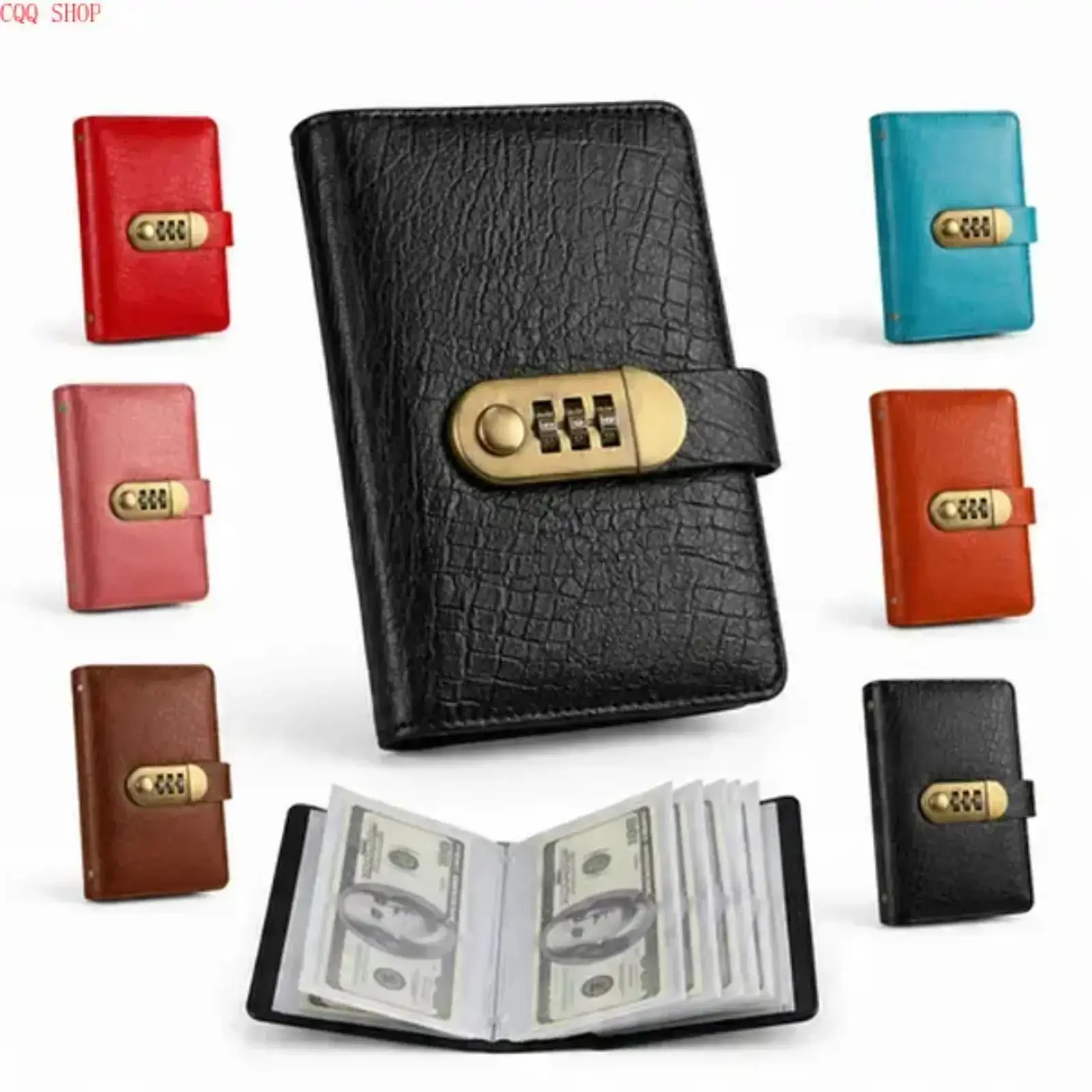 100-Pocket Transparent Collectible Currency Album, Top-Grade PU Leather, Password Lock, Durable Material, Secure Storage, High Clarity Sleeves, Banknote Binder, Gift-Ready Office Accounting Supplies