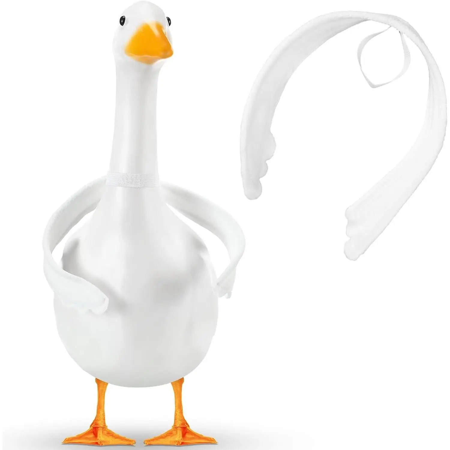 1 Pcs Poseable Porch Goose Wings for 15”- 18" Porch Lawn Goose Outfit Accessories Poseable White Arms for Outdoor Patio Yard Lawn Art Decoration (Wave Edge)