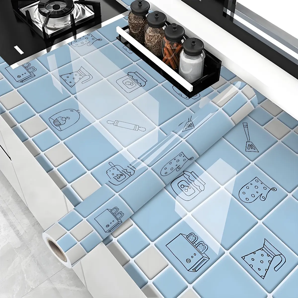 Peel and Stick PVC Wallpaper - Renter Friendly, Adhesive Backing, Colorful Vinyl Wrap, Waterproof, Moisture-Proof, Oil-Resistant, Removable, Heat-Insulating, Cut Freely for Kitchen Cabinets, Furniture Home Improvement