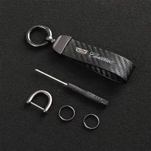 Carbon Fiber Texture Metal Keychain, Creative Key Accessory for Men and Women, High-Quality Key Ring for Cadillac Models
