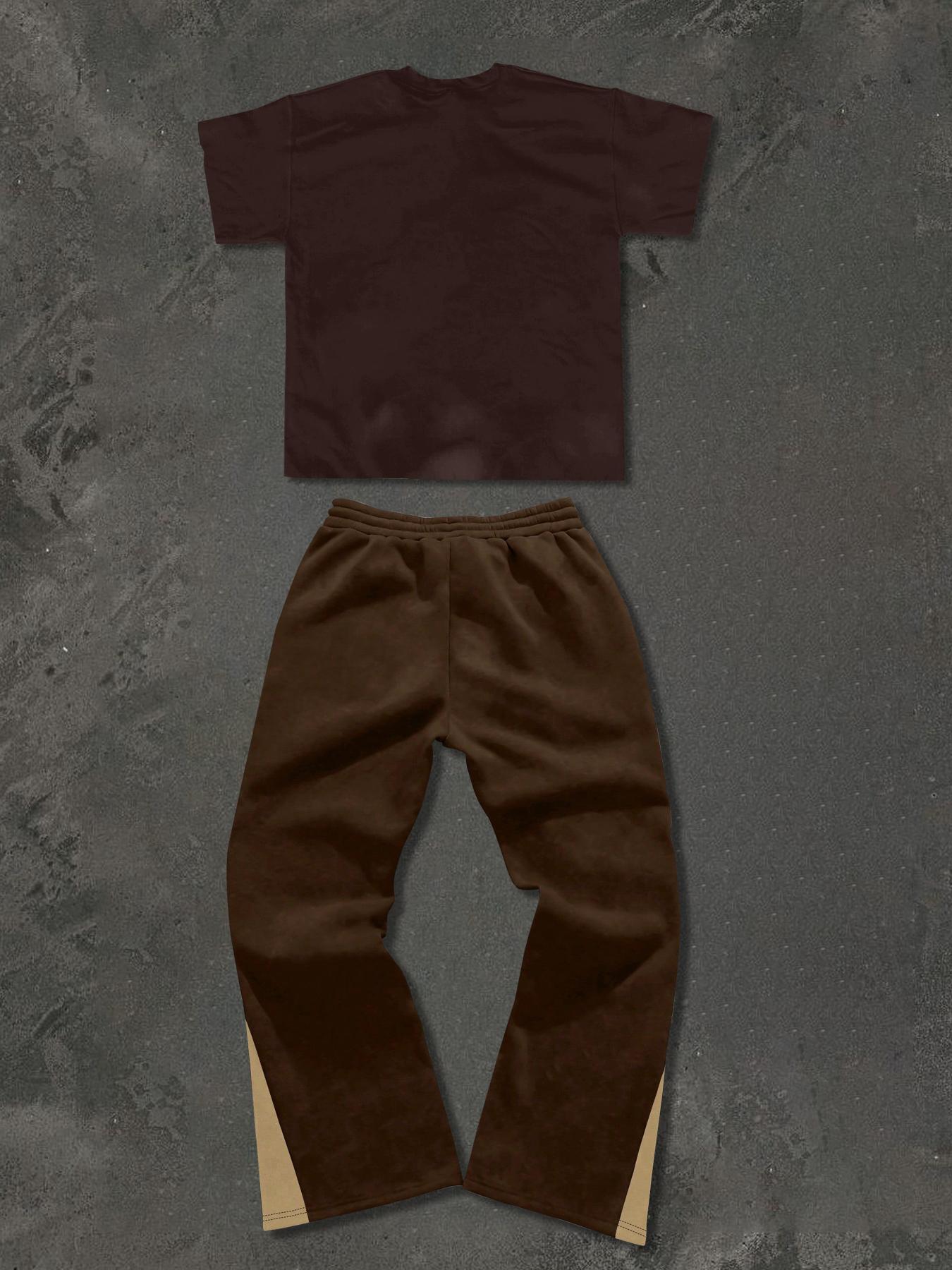 Two-Piece Set Men's Star Print Tee & Sweatpants, Regular Fit Casual Fashion Cozy Breathable for Daily Wear, Men's Clothes for All Seasons, Round Neck Menswear, Track Pants Set