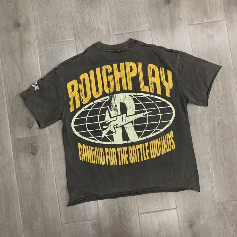 Vintage Washed Roughplay T-Shirt, Heavyweight White Ink Jesus Skull Print, Retro Rockabilly Bling Diamond Patchwork, American Hip Hop Unisex Streetwear Short Sleeve Cotton Tee