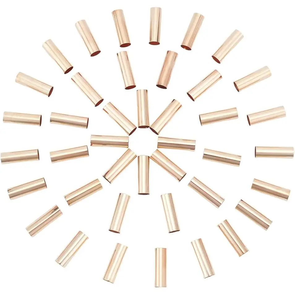 50-Count Golden Brass Large Hole Tube Beads, 25x8mm Ring Beads for DIY Sewing, Macrame Wall Holder Crafts (Beading & Jewelry Making Supplies)