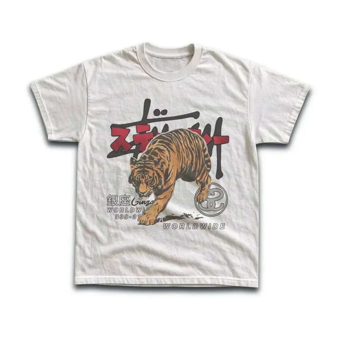 Men's and Women's T-shirt, Vintage Tiger Worldwide Graphic Tee, Y2k Insect Unisex Graphic Tees Gothic Grunge Emo Scene Amity Affliction Style Clothes Menswear Womenswear Streetwear