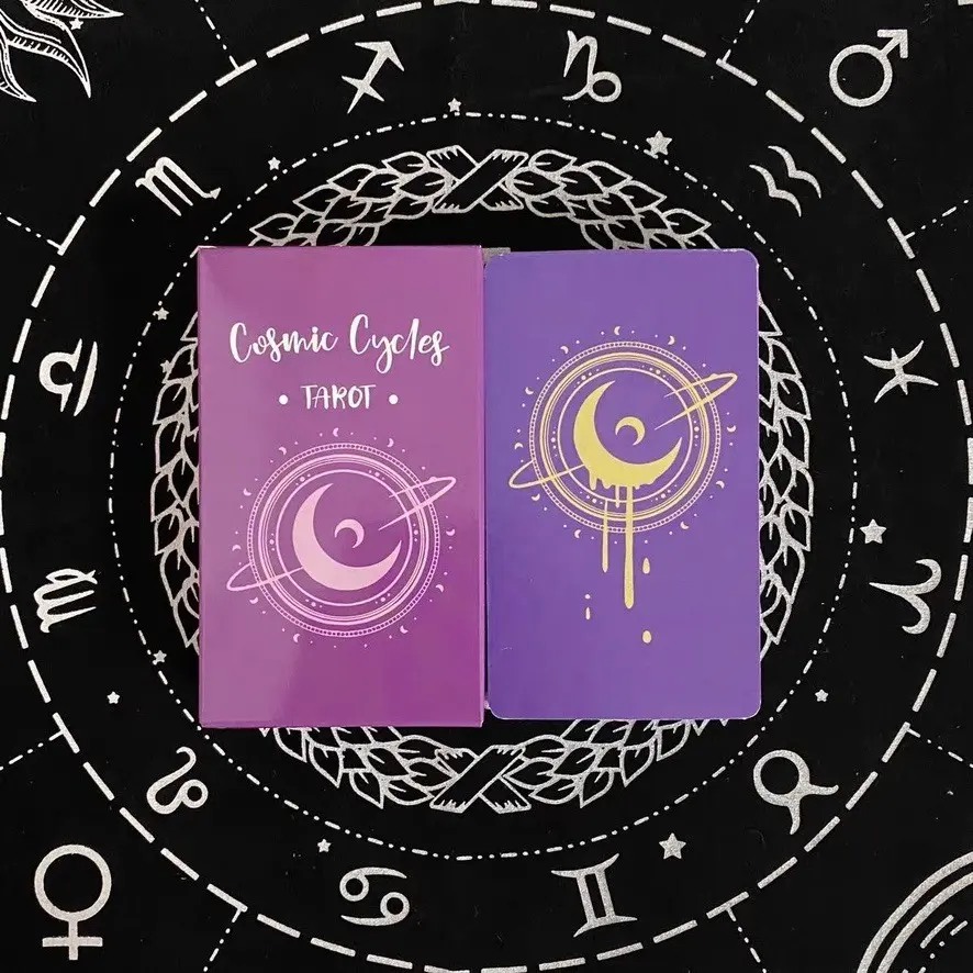 Cosmic Cycle Oracle Card Deck, 78 Tarot Cards for Beginners, Inspiring Life Content with 16 Characters, Perfect for Inspiration