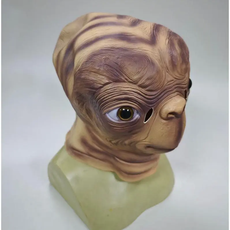 Funny Sci-Fi Alien Full Head Mask, Natural Latex Costume Prop for Christmas & Halloween Party, Comfortable Long Neck Design, 35x25x18 cm