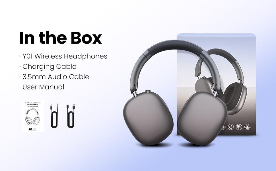 Wentronic Y01 ANC Headphones 48H Playtime,Hybrid Noise Cancelling,Hi-Res Audio,Foldable,Soft Earpads, with Mic for iOS/Android/PC