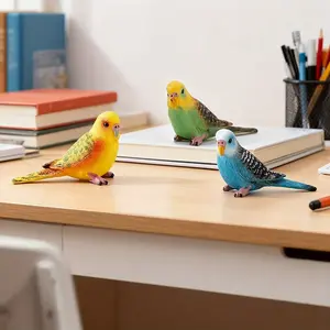 3 Piece Mini Resin Parrot and Phoenix Statues, Hand-Painted Dramatic Animal Decor, Indoor Outdoor Garden Desk Sculptures, No Power Needed