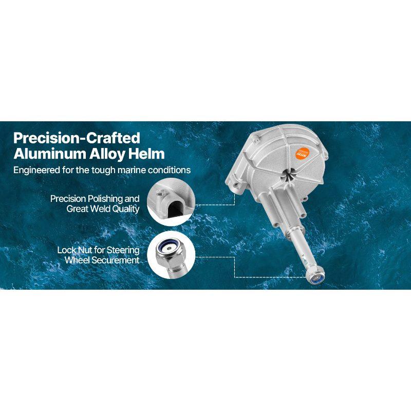 VEVOR Outboard Steering System 14' Outboard Steering Kit 14 Feet Boat Steering Cable with 13 Wheel Durable Marine