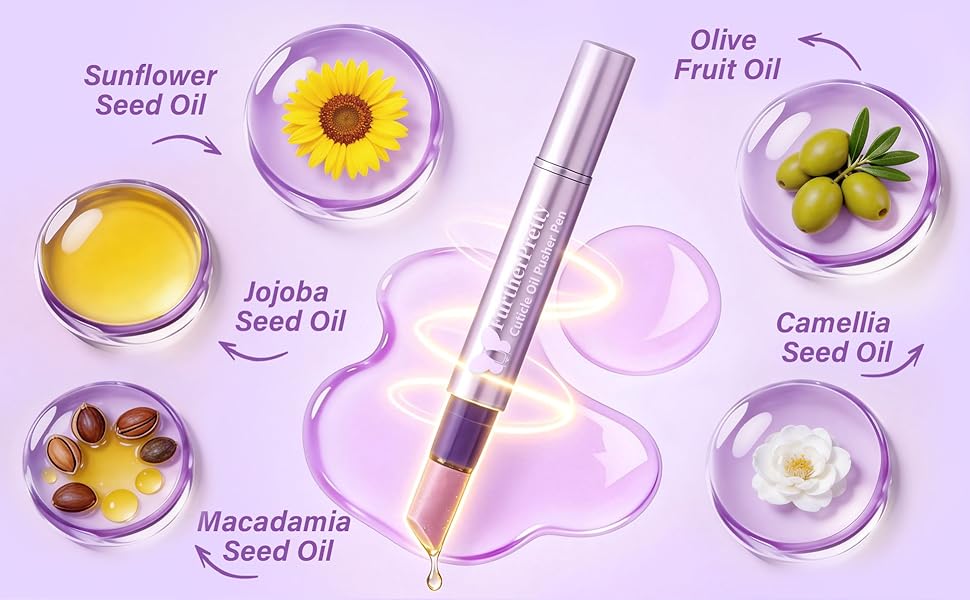 Cuticle Oil Pusher Pen Set, 2-in-1 Ceramic Cuticle Pushers with Oil for Nail Repair, Hangnail & Dry Cuticle Removal, Nail Care Pens for Manicure & Pedicure, Professional Salon Tools