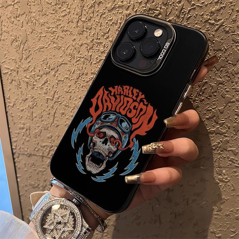 Harley - D Pattern Case For Iphone 17 Pro Max 17 Air 16 / 15 / 14 / 13 / 12 / 11 Pro Max Xr Xs E Plus Retro High - End Shockproof Drop Screen Protection Cute Durable Pc Smartphone Cover