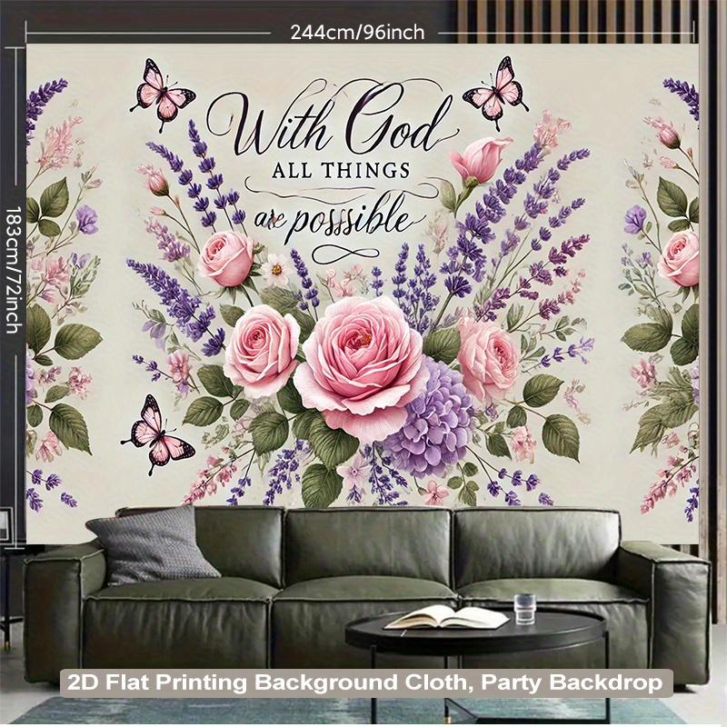 2D Flat - 2D Flat - A 2D Backdrop Featuring Flowers And Butterflies Surrounding Beautiful Things, Made Of, Perfect for Vibrant Wall Hangings in Living Rooms, Bedrooms, Offices, Or Party Decorations