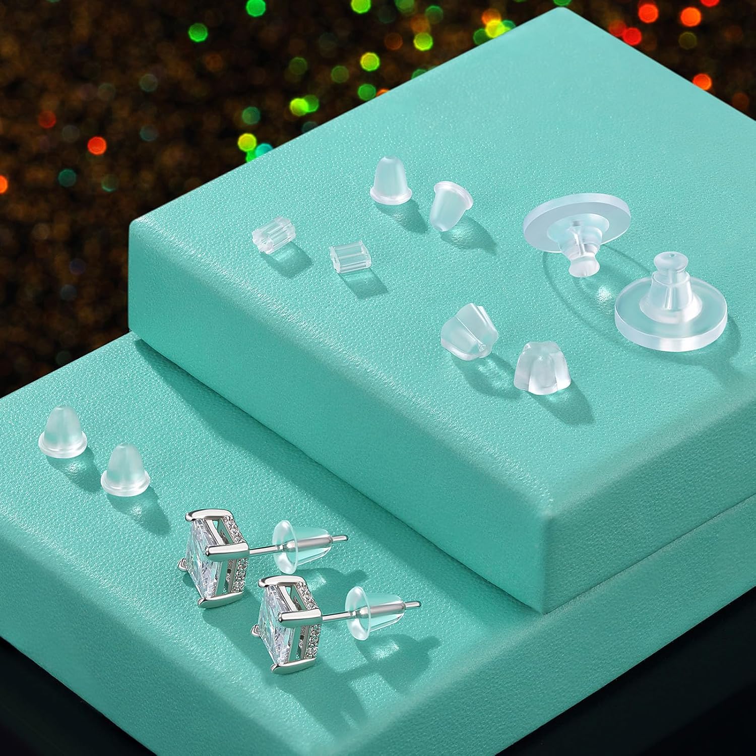6 Styles  Earring Backs for Studs/Droopy Ears/Heavy Earring, 600 count Clear Soft  Plastic Rubber Backs Replacements Backings Clutch Stoppers Kits