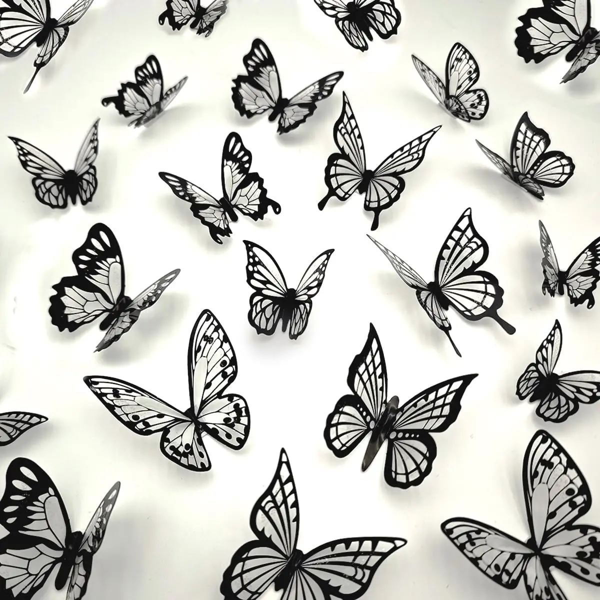 Butterfly Wall  - Black-72pcs  Butterflies Removable Mural Wall Stickers for  Room Bedroom Decorations
