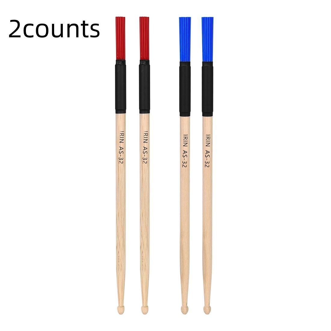 Drum Stick Brush, 2 Counts Nylon Drum Brush with Maple Wooden Handle, Music Accessories for Drum Kit, Percussion Instrument Accessories