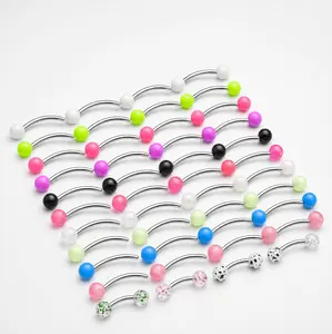 30 Count Stainless Steel Curved Barbell Snake Eyes Tongue Rings, 14G/16G, 14mm/16mm, Nipple Rings Retainer