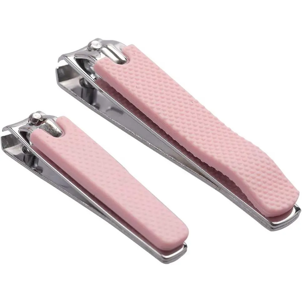 2-piece nail clipper set, portable nail clippers, toenail clippers, adult foot care nail clippers, home use nail clippers, foot manicure clippers, nail care tools (pink)