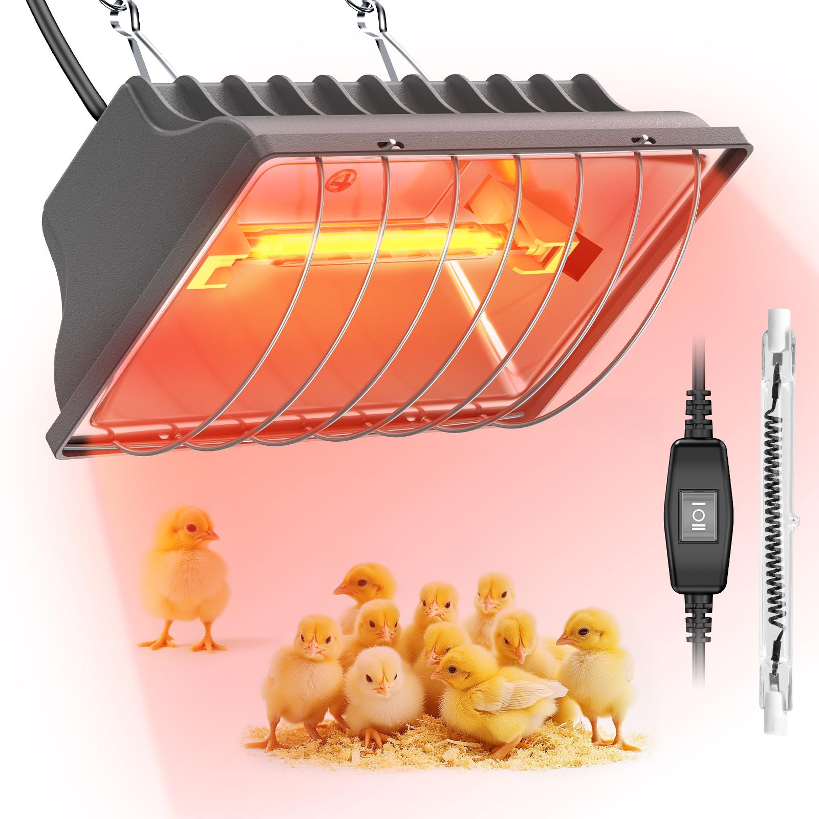 300W Chicken Coop Heater for 30 Chicks Or Ducks, 9.84ft Cord Brooder Heating Plate & Heat Lamp Chicken Coop House with Adjustable Temp & Hanging Height for Livestock Pet Supplies Outdoor