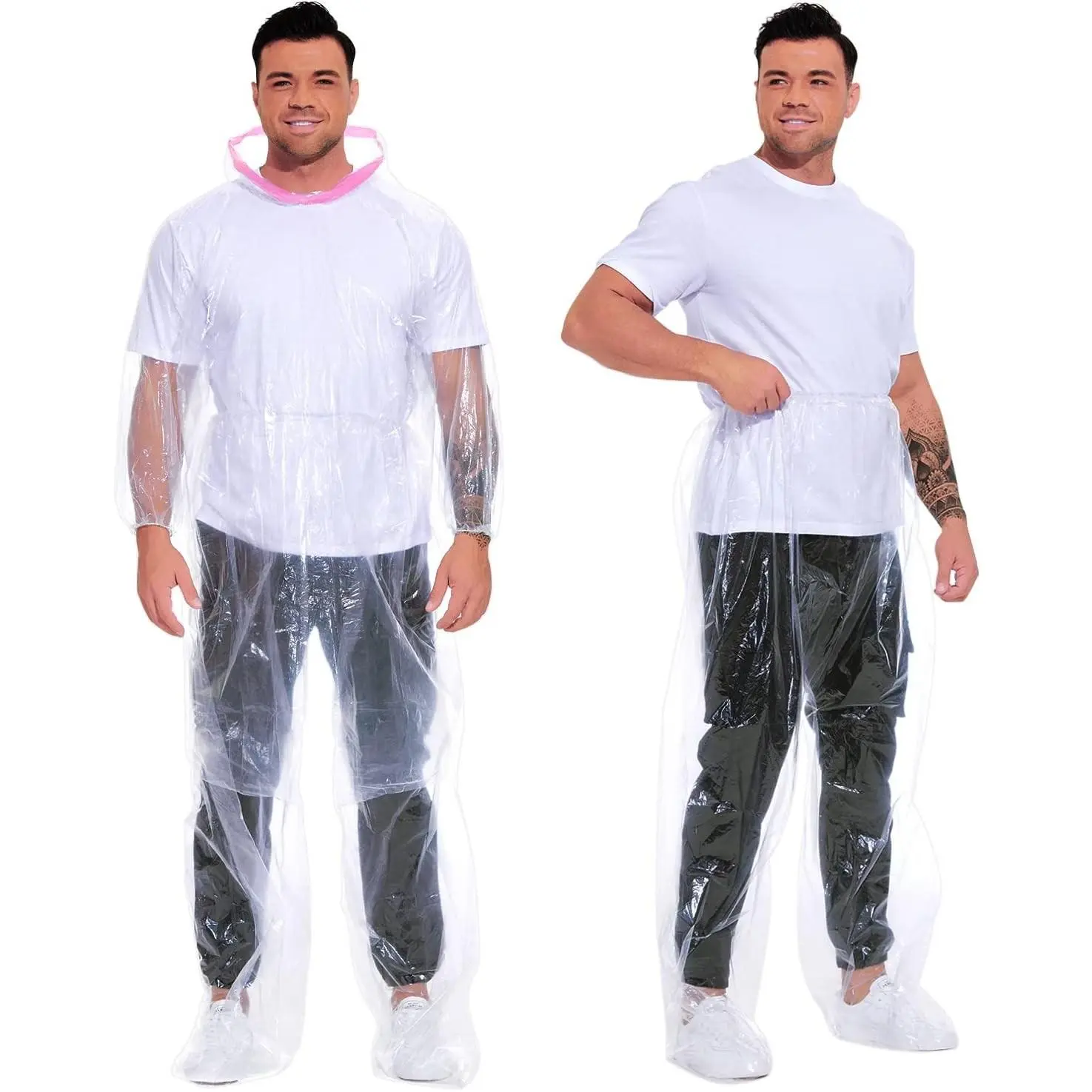 Raincoat Set Disposable 2 Pack Plus Size Adult Rain Ponchos with Hood Rain Coats Emergency Waterproof Rainpants SuitGift