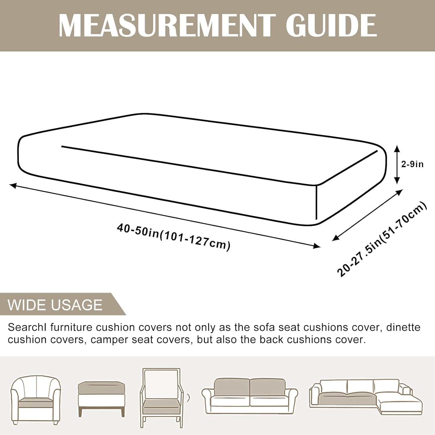 SearchI Stretch Printed Sofa Couch Cushion Covers Replacement Chair Cushion Slipcovers Sofa Seat Cover with Elastic Bottom(Medium, Butterfly Pattern)