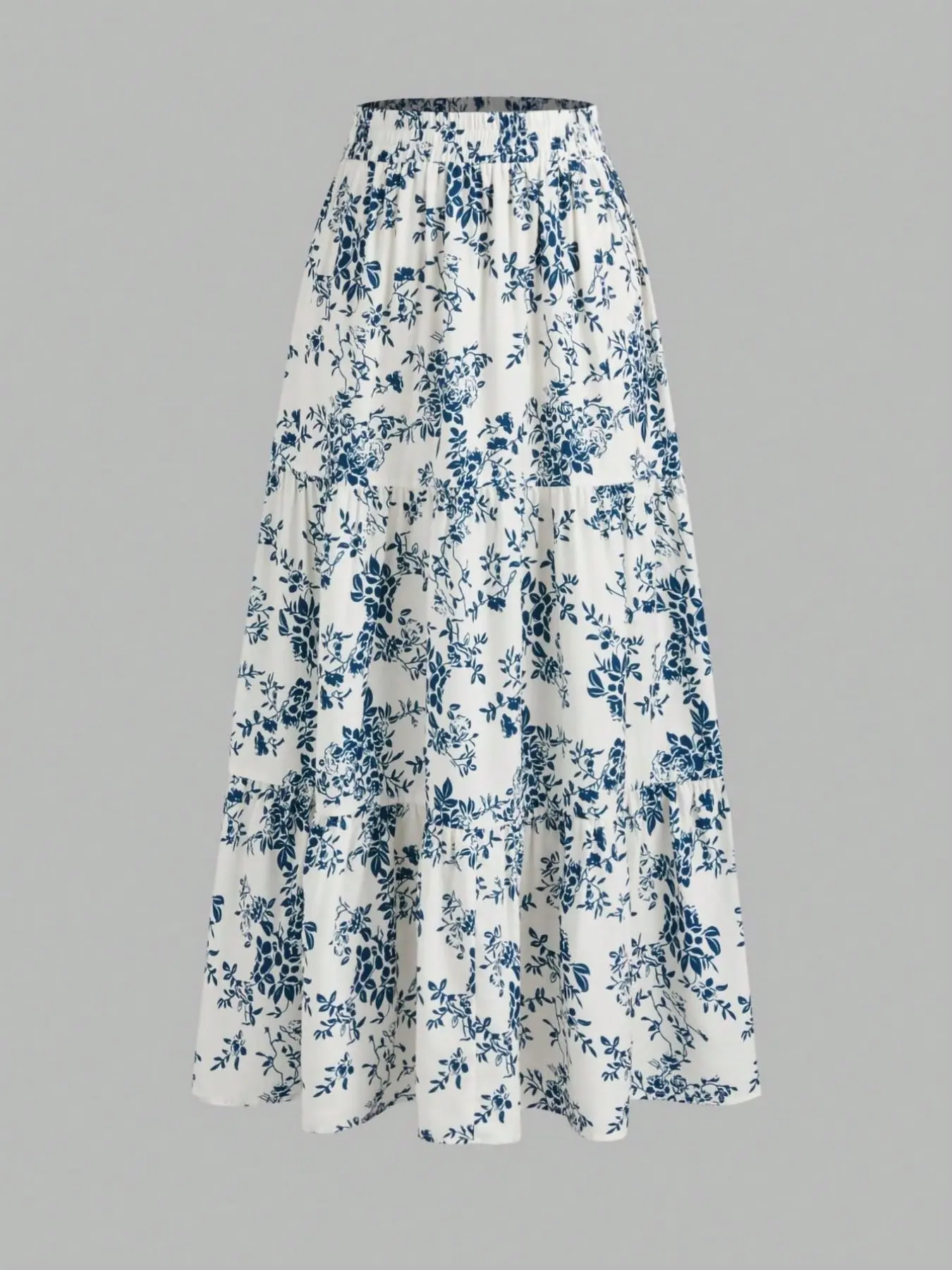 New Summer Autumn Women's Bottoms Vintage Print Ethnic Boho Casual Style Midi Skirt, Elegant Versatile Fresh Floral Long Dress, Fashionable Ladies' Clothing, Boho Skirts