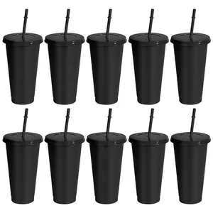10-Pack Magic Cups with Lids and Straws, 710ML Reusable Party Essential, Economical Straw Cup, Most Populated Choice, Drinkware