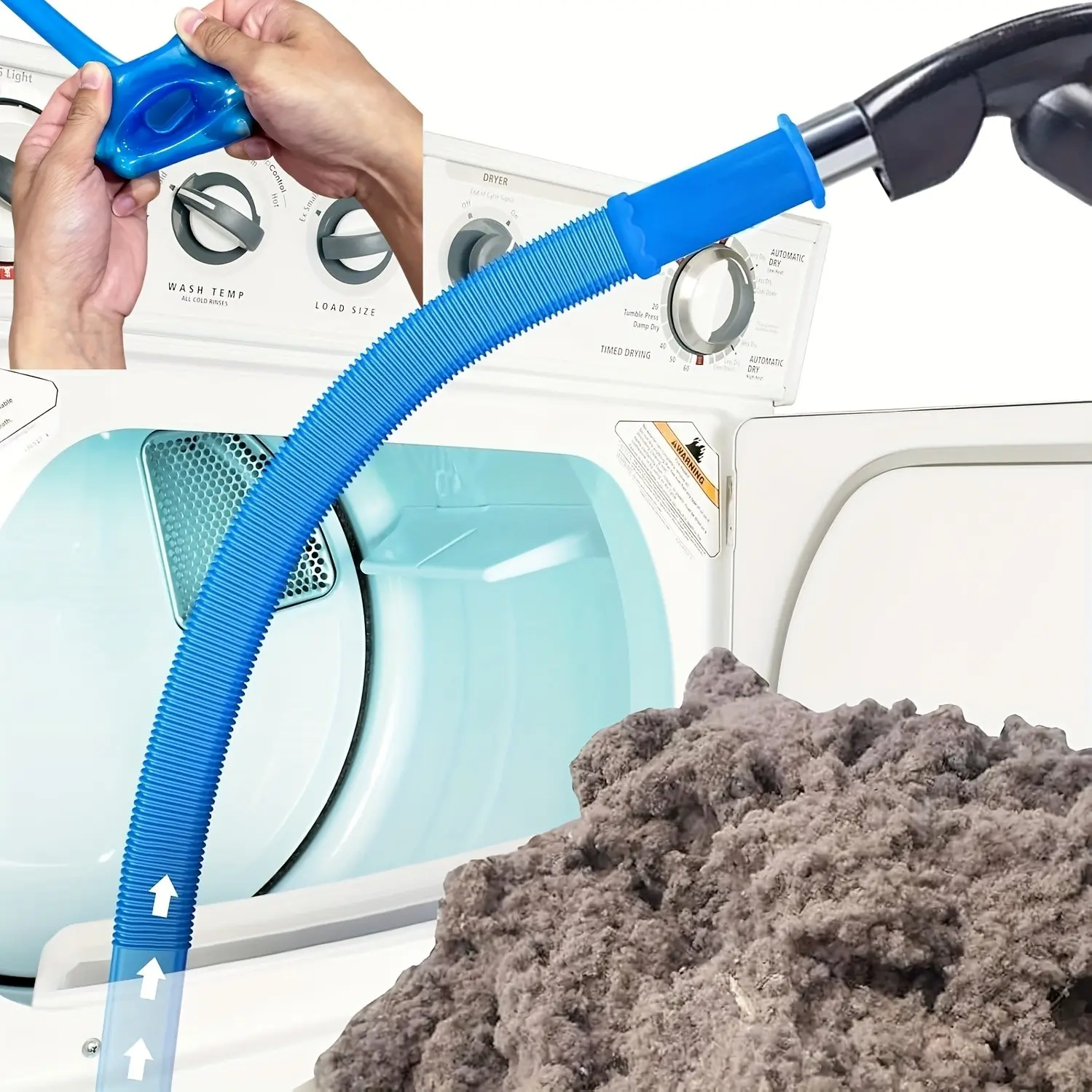 Upgraded Dryer Lint Vacuum Hose Attachment, Flexible Silicone Universal Connector Dryer Vent Cleaner Kit, Quick Lint Removal Tool Compatible with All Vacuum Cleaners