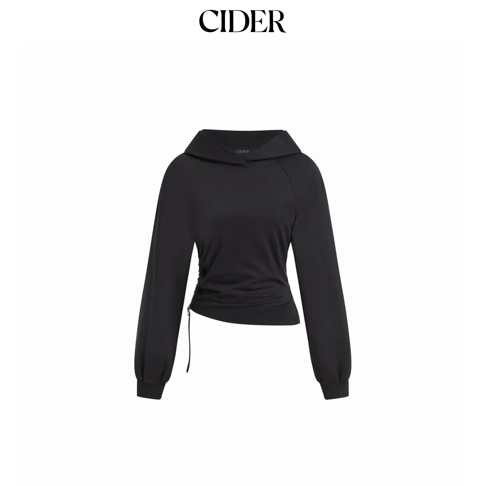 Cider Cotton-Blend Solid Side Belted Hoodie SummerFinds